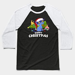 Naughty Christmas Cat (on dark colors) Baseball T-Shirt